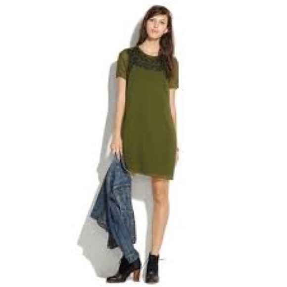 Madewell Green Silk Leaf Dress S - Picture 1 of 8